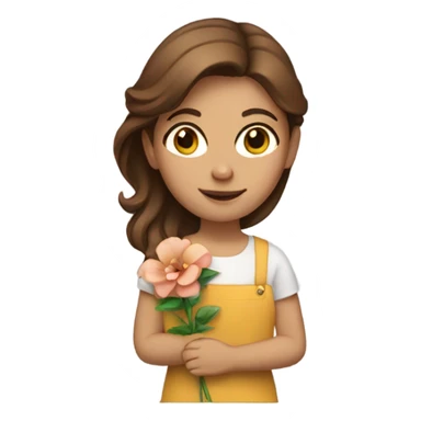 brown-haired girl with flower sticker