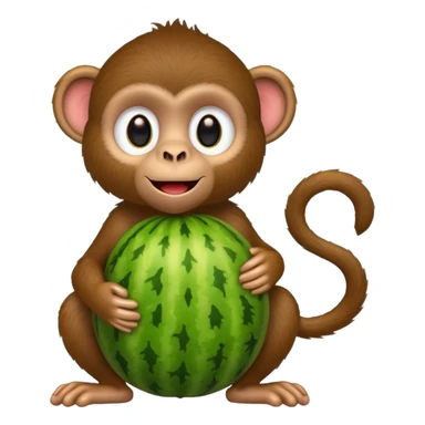 Monkey holding watermelon sticker