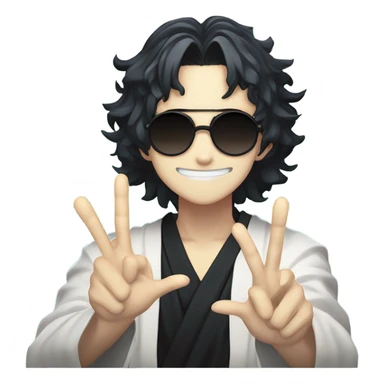 Muichiro Tokito from Demon slayer: Kimetsu no Yaiba doing a peace sign with black sunglasses sticker