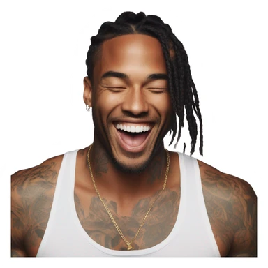 Photo of Victoria secret model laughing with a tattooed male model  sticker