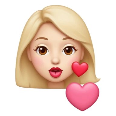 Emoji, face blowing a kiss, puckered lips, small heart sticker