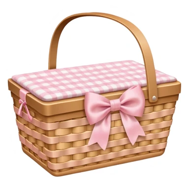 White Picnic basket with light pink bow sticker