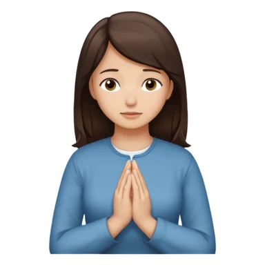 Woman medium dark brown hair light medium skin praying sticker