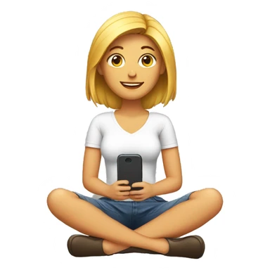 women sitting with phone sticker