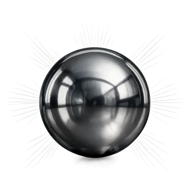 reflective chrome sphere emitting beams of light and energy, symbolizing power sticker