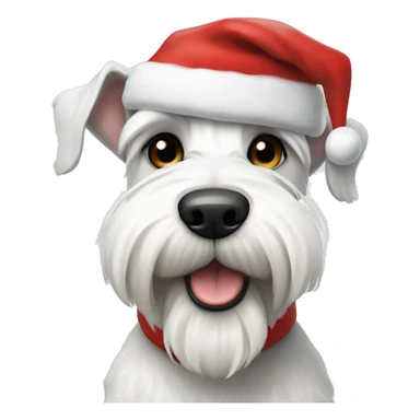 White schnauzer with Santa hat sticker