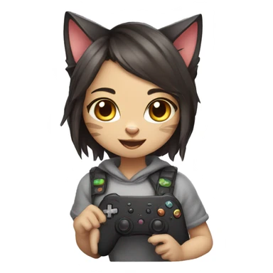 cute gamer cat girl sticker