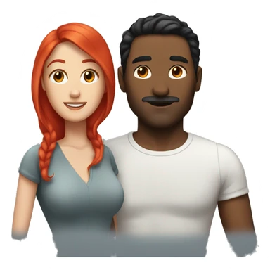gay man with short black hair and a white woman with long red hair sticker