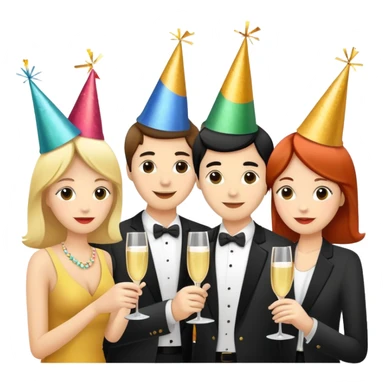 4 coworkers celebrating sticker