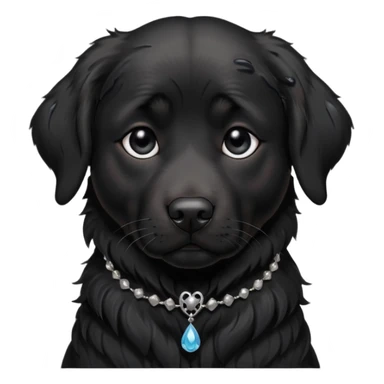 Sad black retriever dog with tears in eyes, wearing gothic accessories  sticker
