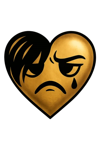 gold emo heart, remove background sticker