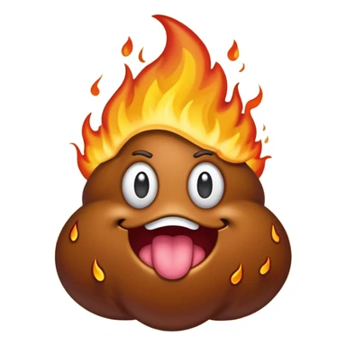 flaming poop icon, colorful and humorous sticker