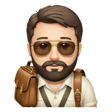 Alan from The Hangover movie with beard, sunglasses, and satchel bag sticker