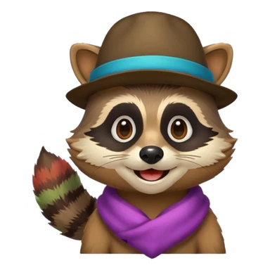 colorfull racoon with mustache sticker