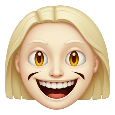 face with a wide grin and dead inside eyes sticker