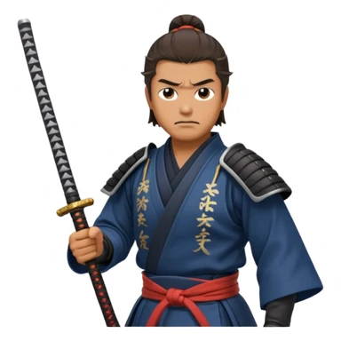 man samurai holds katana, still pose. sticker
