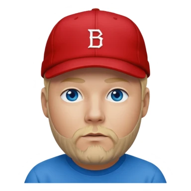 Fred Durst red cap back, blonde hair, blue eyes, red shirt  sticker
