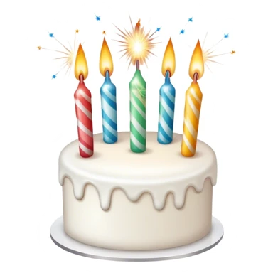 White birthday cake with sparkler candles sticker