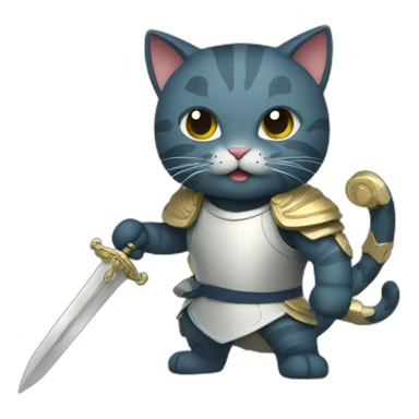ocean cat with fighting sword sticker