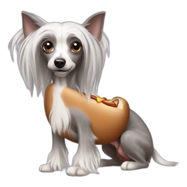 Chinese Crested hot-dog sticker