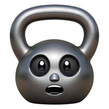 kettlebell with a sad face sticker