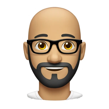 bald man with black beard and black rimmed glasses sticker