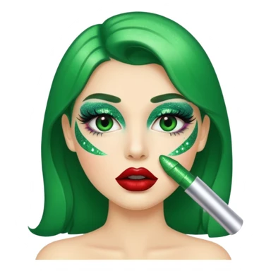 green lipstick with glitter sticker