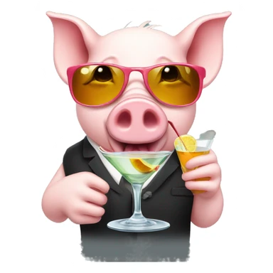 Pig drinking a martini  sticker
