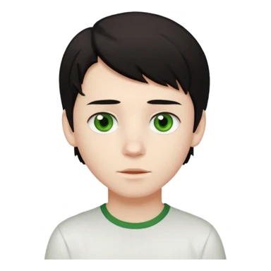 Um garoto zombie de cabelo castanho escuro, quase preto, com um cabelo médio, com olhos castanhos esverdeados, de camisa branca sticker