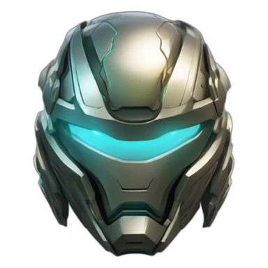 futuristic armored Omega Energy helm radiating energy sticker