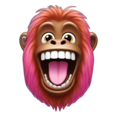 Orangutan laughing with pink hair sticker