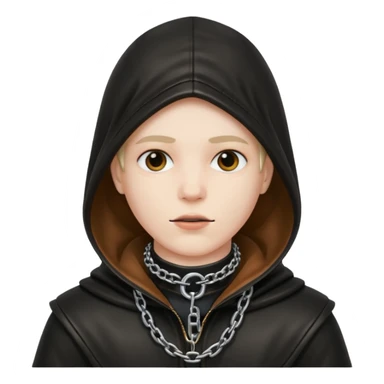 Leather hooded gimp with chain collar sticker