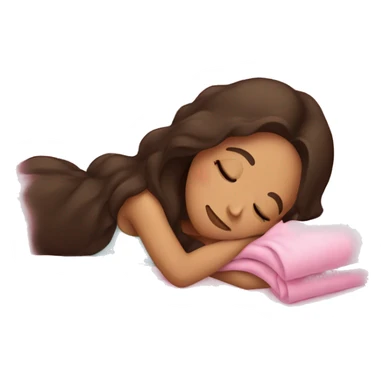 Brunette girl sleeping on side with pink blanket sticker