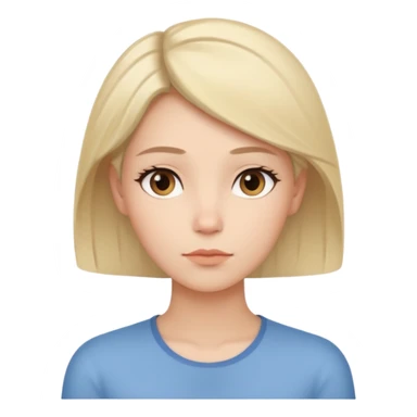 female human avatar, thoughtful expression, calm mood, sensitive personality,
neutral face, minimal style, simple hair, no accessories,
professional, clean, soft tone sticker
