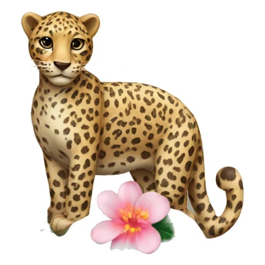 leopard with a flower sticker