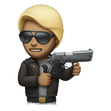 Guy in a sky mask holding a dessert eagle sticker