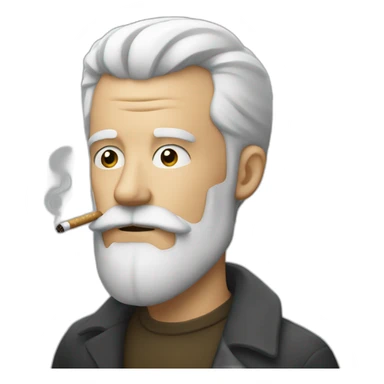 A man with a beard and white hair is smoking sticker
