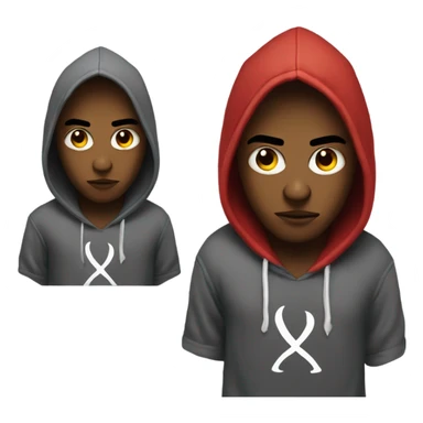a young hustler (Devil) in hoodie with evil pound sign eyes sitting head downemoji
 sticker