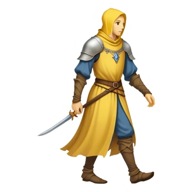 fantasy rpg medieval yellow person walking sideview sticker