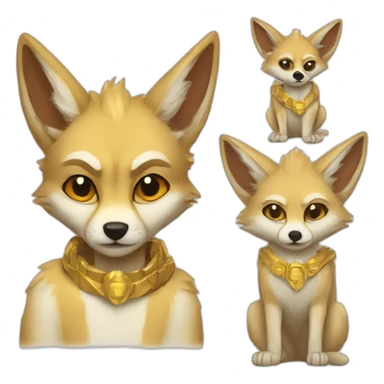 Jackal with gold furr hug grumpy fennec fox sticker