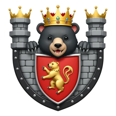 The coat of arms shows on a silver (white) shield, a black bear rampant with tongue and claws in red. On the shield rests a golden five leaved crest coronet, whose tiara of brickwork is provided with a gate in the center. sticker
