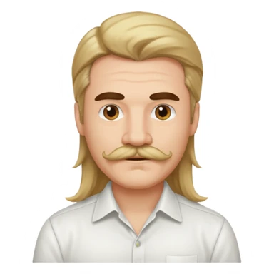 mustached man with long hair and white shirt sticker