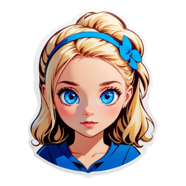 blonde girl with blue eyes sticker