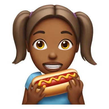 Girl eating a hotdog sticker