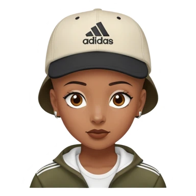 Shaved head girl wearing SnapBack  wearing sambas ti sticker