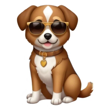Dog wearing sunglasses in front of a mansion sticker