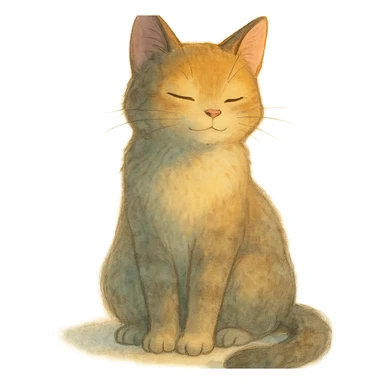 cat sitting, dreamy lighting, soft painterly textures, whimsical and peaceful, no background sticker