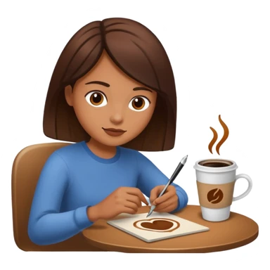 Person drawing a picture of a coffee sticker