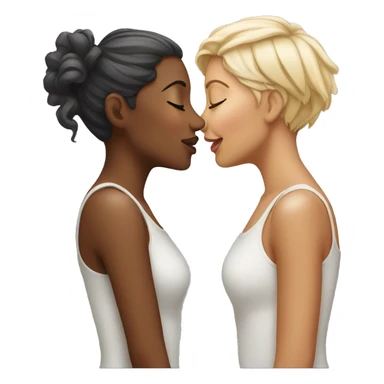 Two women leaning in for a kiss they need to have different colored hair sticker