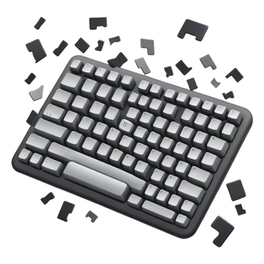 keyboard with keys flying off, chaotic energy sticker